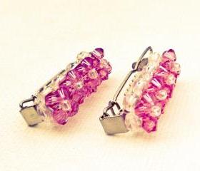 Wedding Honeysuckle pink Hair Clips. Shabby chic Rustic. Bridesmaid hair accessories
