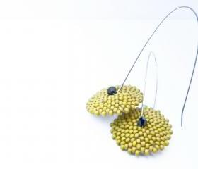 Olives Green holiday - long dangle beadwoven earrings. tbteam spteam stylistteam rusteam
