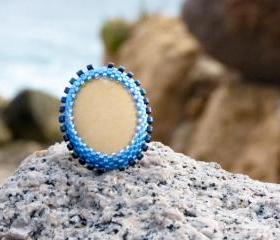 Unique Natural Stone cocktail ring. Nautical OOAK tbteam spteam stylistteam
