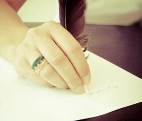 Mulan. Native American band ring. Chevron tribal zig zag pattern. Green bamboo tbteam, spteam, stylistteam