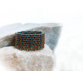 Cedar textured band ring Beaded custom band Green holiday gift idea under 25 tbteam