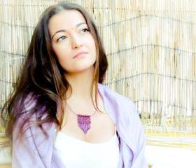 Boho chic Amethyst fringe pendant, beaded necklace. Valentines day unique gift idea. fashion jewelry. tbteam spteam