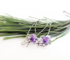 Amethyst minimalist earrings. Valentine jewelry. Spring fashion tbteam spteam