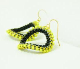Urban chic yellow grey black original hoop earrings. Modern jewelry tbteam