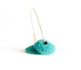 Turquoise jewelry. Holiday Style long dangle beadwoven earrings. tbteam