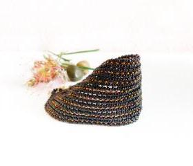 Fantasy. Glamour Black Bead woven Cuff / Bracelet. Fashion jewelry. Spring Summer Everyday Party time tbteam