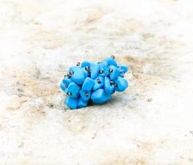 Turquoise unique beaded bead. Jewelry making supplies OOAK tbteam