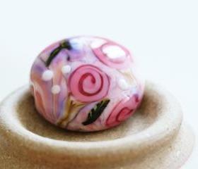 Country Roses II SRA Lampwork Focal Bead