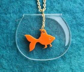 Goldfish Necklace,PlexiglassJewelry,Lasercut Acrylic,Gifts Under 25