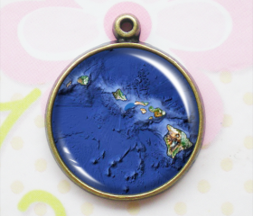 Hawaii, Map Charms Necklace, Map Jewelry, Hawaii Pendant