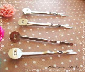 24 Iron Hair Pin Barrette, 45x6mm ,Silver Gray