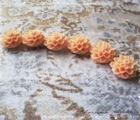 12 Resin Chrysanthemum Flower Cabochons Accessory 15x8mm