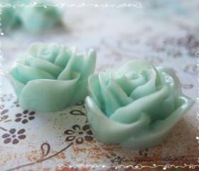 12 Resin Roses Cabochons Flower Accessory 22x22x12mm