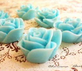 12 Resin Roses Cabochons Flower Accessory 22x22x12mm