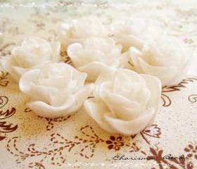 12 Resin Roses Cabochons Flower Accessory 22x22x12mm