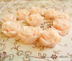 12 Resin Roses Cabochons Flower Accessory 22x22x12mm