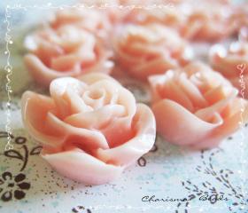 12 Resin Roses Cabochons Flower Accessory 22x22x12mm