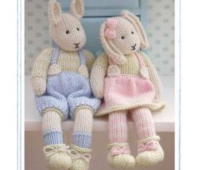 LILY & SAMUEL...Spring Baby Bunnies / 2 Pattern Deal/ Email /PDF Toy Knitting Patterns/ New