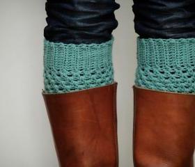 Crochet Boot Cuffs in Pastel Mint Green