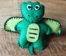 Dragon Dinosaur Teddy Bear Green Handmade Felt