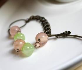 blossom - bracelet - pink and green pastel flowers