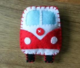 VW Classic campervan Red Toy Plushie Air Freshener Felt