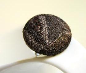 ring lace and fabric brown adjustable - chic chocolate