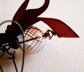 coffee liqueur earrings - elegance is brown - glass and bows