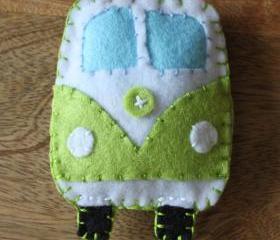 VW Classic campervan Green Toy Plushie Air Freshener Felt