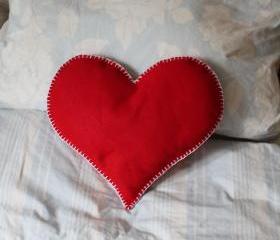 Heart Cushion Red Love Handmade Wedding Felt