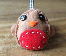 Robin Christmas Decoration Bird Red Handmade Felt