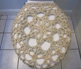 Crochet Toilet Seat Cover, Toilet Seat Cozy - Pearls (TSC4)