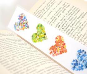 Laminated bookmark - rainbow colorful hearts