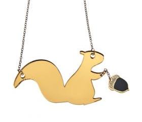 Squirrel With Acorn Necklace,Plexiglass Jewelry,Lasercut Acrylic,Gifts Under 25