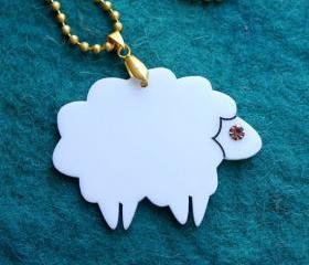 Lamb Necklace,Plexiglass Jewelry,Lasercut Acrylic,Gifts Under 25