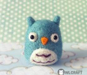 Lovely Blue Mint OWL Needle Felt 5 cm tall