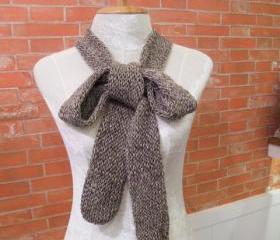 Hand Knitted Narrow Long Cotton Scarf 