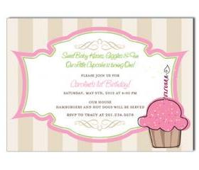 Cupcake Custom Birthday Invitation 
