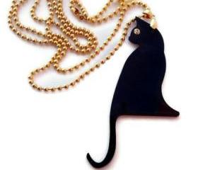 Black Cat Necklace,Plexiglass Jewelry,Gifts Under 25