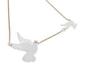 White Piegons Necklace,Plexiglass Bird Necklace,Lasercut Acrylic,Gifts Under 25