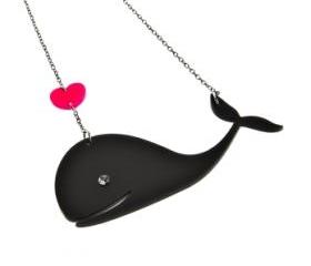 Whale in Love Necklace,Plexiglass Jewelry,Lasercut Acrylic,Gifts Under 25