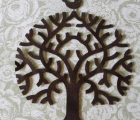 Applique Tree on felt with a little bird 9 inch hight