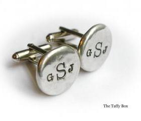 Pewter Nugget Cuff Links - Hand Stamped
