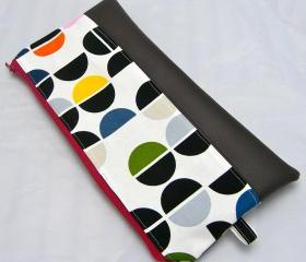 Cotton with Leather Pencil Case - Semi Circles