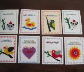 Mother's Day Card - Handmade with Felt (FC1-8) -- 2 cards for $12