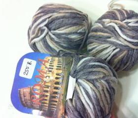 SALE - 3 Balls Roma Italy Yarn 50%Cotton 50% Acrylic (GREY)