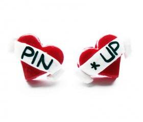 Pin Up Tattoo Heart Studs