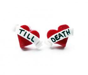 Till Death Tattoo Heart Studs