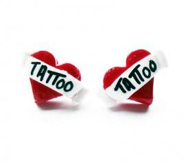  Tattoo Heart Stud Earrings
