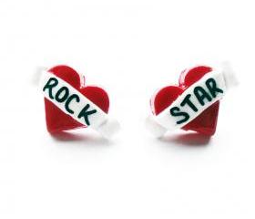 Rock Star Tattoo Heart Earrings